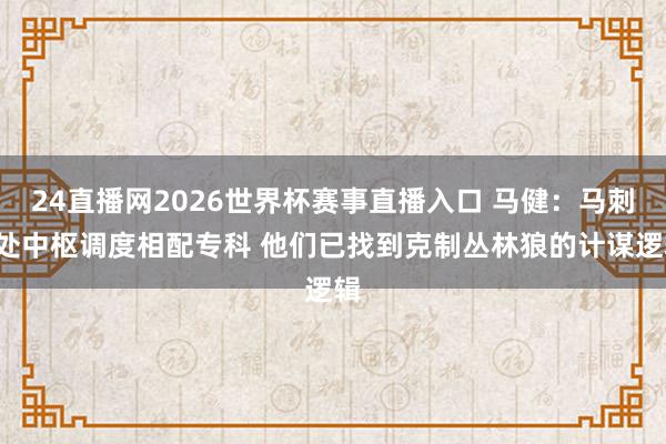 24直播网2026世界杯赛事直播入口 马健：马刺3处中枢调度相配专科 他们已找到克制丛林狼的计谋逻辑