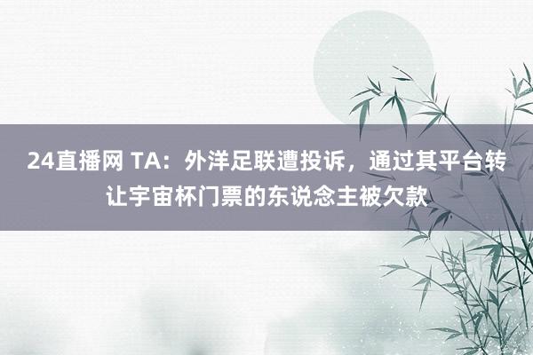 24直播网 TA：外洋足联遭投诉，通过其平台转让宇宙杯门票的东说念主被欠款
