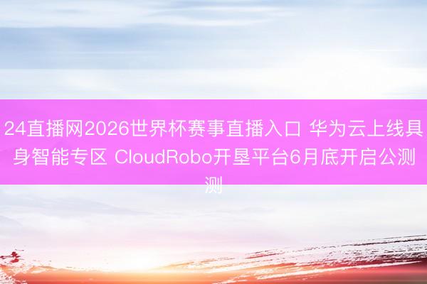 24直播网2026世界杯赛事直播入口 华为云上线具身智能专区 CloudRobo开垦平台6月底开启公测