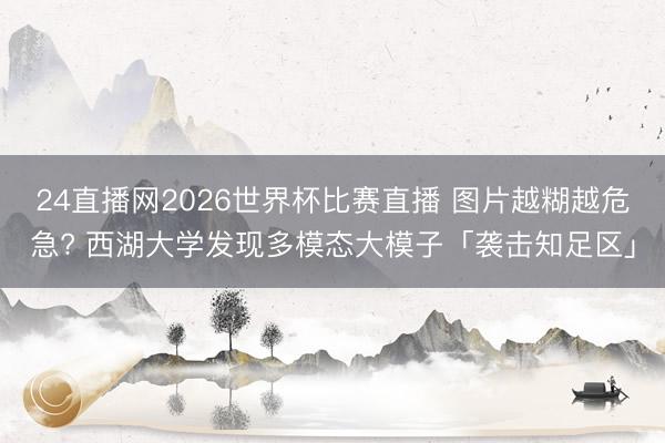 24直播网2026世界杯比赛直播 图片越糊越危急? 西湖大学发现多模态大模子「袭击知足区」
